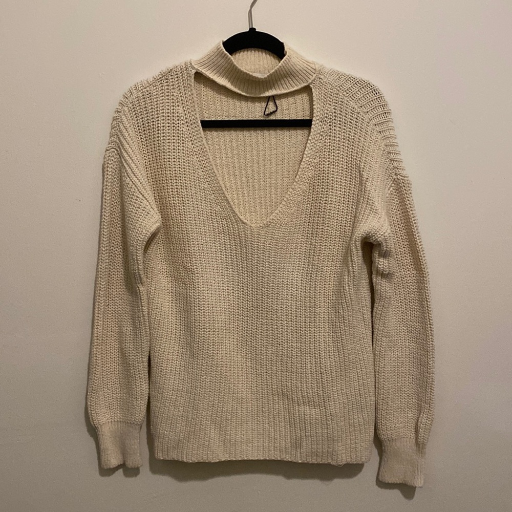 CREAM ZARA KNIT SWEATER W CUTOUT